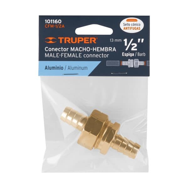 Juego de conectores de aluminio macho/hembra 1/2" Truper (101160)