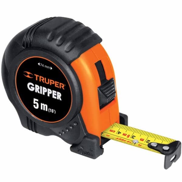 Flexometro gripper contra impactos 5m cinta 19mm Truper